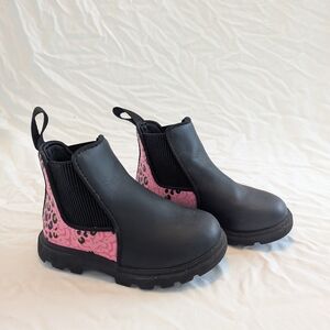 Native Kids Boots Black and Pink Leopard